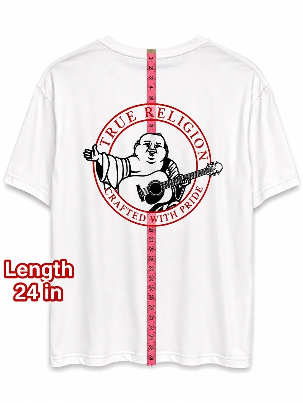 True Religion White Short Sleeve Tee with Black Horseshoe Logo XL